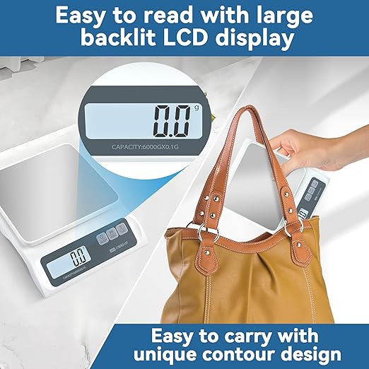 13lb/0.1g Precision Digital Food Scale - Meal Prep Kitchen Baking & Espresso Coffee - Gram Scale with Stainless Steel Platform & LCD Display