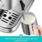 CASABREWS CM5418 Espresso Machine 20 Bar, Compact Espresso Maker with Steam Milk Frother, Stainless Steel Coffee Machine with 34oz Removable Water Tank for Cappuccino, Latte, Silver
