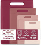 COOK WITH COLOR Non-Slip Cutting Board Set – Kitchen Essentials with Easy Grip Handle for Meat, Veggies, and Fruits, 4 Cutting Boards, Rose