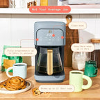 Beautiful 12-Cup Programmable Coffee Maker – Auto Brew, Digital Timer, Glass Carafe (Cornflower Blue)