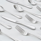 KINGSTONE 48 Piece Teardrop Silverware Set with Steak Knives, 18/10 Stainless Steel Flatware Set for 8, Modern Design Cutlery Set for Home/Hotel/Wedding,Mirror Polished and Dishwasher Safe