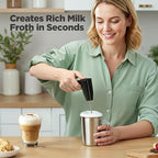 Single Serve Coffee Maker with Built-in Detachable Milk Frother, Iced and Hot Coffee Machine for K Cup & Grounds, 40oz Removable Water Reservoir, 6 Cup Sizes, Fits 7.3" Travel Mug, Black