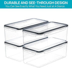 Vtopmart Airtight Food Storage Containers with Lids 4PCS Set 3.2L, Plastic Spaghetti Canisters for Pasta organizer, BPA Free Air Tight Kitchen Pantry Organization