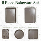 Goodful All-In-One Nonstick Bakeware Set, Stackable and Space Saving Design includes Round and Square Pans, Muffin Pans, Cookie Sheet and Roaster, Dishwasher Safe, 8-Piece, Graphite