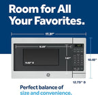 GE GCST07N1WSS Microwave Oven, 700-watt 6 Auto Cooking Settings, Child-Lock Technology, Kitchen Essentials for The Countertop, Dorm Room or Apartment, 0.7 Cu. Ft, Stainless Steel