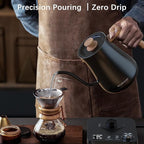 Gooseneck Electric Kettle, Electric tea Kettles, ±1℉ Temperature Control for Pour-Over Coffee & Tea Brewing, Stainless Steel Inner, Quick Heating, Boil Hot Water, 1200W/0.8L (Black Wooden)