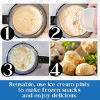 Creami Pints and Lids for Ninja - 4 Pack 24 oz Deluxe 11-in-1 Creamy Icecream Containers Cups Jars Tubs Canisters Set, Smoothie Pot Compatible with NC501 NC500 Series Creamer Ice Cream Maker Machine