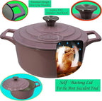 La Cuisine Enameled Cast Iron Dutch Oven Casserole Dish Pot with Lid, 3.7 QT 9.5" /24cm Dia. Cream White Enamel Coating Interior, Pink Enamel Coating Exterior, Oven-Safe up to 500° F