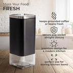 Kaffe Glass Coffee Canister (16oz) w/Airtight Lid - Click to Release Seal - BPA Free Glass & Stainless Steel - Elegant Kitchen Storage Container for Coffee, Nuts, Rice, Flour, Sugar, Tea, Cereal