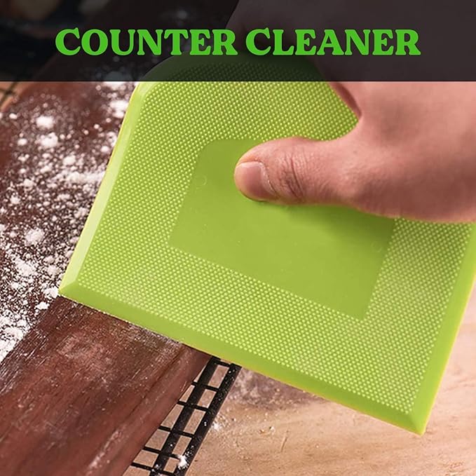 SURDOCA Dough Scraper Bench Scraper - 3P 7.1x4.9" Plastic Flexible Bowl Scraper, Sharp Edge & Angles Cake Scraper. Non-Slip Bakeware Decorating Tools Sculpting & Modeling Tools - Green+Yellow+Green