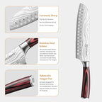 KEEMAKE 7 Inch Japanese Santoku Knife, Ultra-Sharp 1.4116 High Carbon Steel Blade with Pakkawood Handle, Professional Chef's Knife for Kitchen w/Sheath and Gift Box