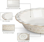 MALACASA Pie Pan, Stoneware Pie Dish for Baking, 45 OZ Deep Dish Pie Pans 9 Inch, Embossed Quiche Baking Dish for Oven, Fluted Dish Pie Plate for Apple Pie, Pot Pie and Quiche, Set of 1, Series LYDIA