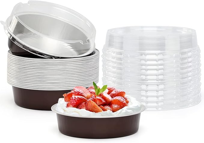Beasea Mini Pie Pans 20 Pack Disposable Pie Tins Aluminum Pie Pan with Lids, 4 Inch Round Oven Baking Mini Cake Pan 8 Oz Foil Pan for Pie Tart Quiche