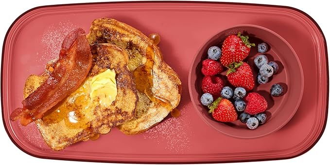 madesmart dipware Small Serving Plate, Collapsible & Removable Dip Bowl for Salsa, Queso, Sald, Olives, Premium Dishwasher & Microwave Safe, Multipurpose Plate & Bowl, Red