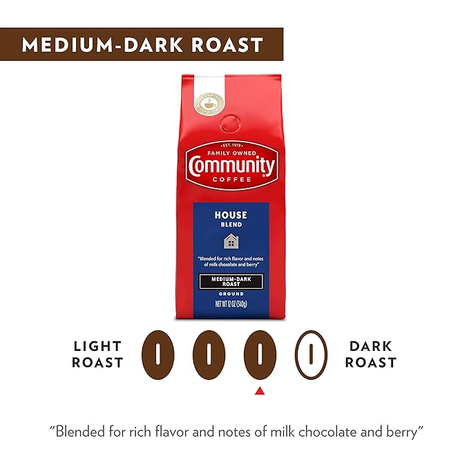 Community Coffee House Blend, Ground Coffee, Medium Dark Roast, 12 Ounce Bag (Pack of 1)
