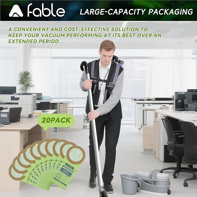 20 Pack 100331 Backpack Vacuum Bags Fit for ProTeam 10 QT Backpack Vacuum Cleaner,Replace #100331 Open Cirular Collar