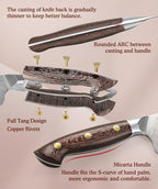 HEZHEN Santoku Knife with Wooden Sheath,7.3 Inches, 67 Layers Damascus Steel Kitchen Knife for Professional Chefs and Family, Micarta Handle,Gift Ready