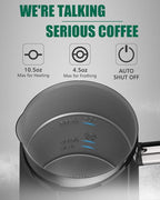 Huogary Milk Frother, Milk Steamer for Milk Foam & Hot Milk(4.5oz/10.5oz), Electric Milk Frother and Warmer for Homemade Coffee, 120V (Black)