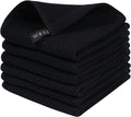 Homaxy 100% Cotton Waffle Weave Kitchen Dish Cloths, Ultra Soft Absorbent Quick Drying Dish Towels, 12 x 12 Inches, 6-Pack, Black