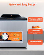 VEVOR Chamber Vacuum Sealer, 260W Sealing Power, Vacuum Packing Machine for Wet Foods, Meats, Marinades and More, Compact Size with 10.2 in Sealing Length, Applied in Home Kitchen
