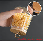 FANTESTICRYAN Glass Coffee Nuts Canister Airtight Storage Jar Petal Decorative Container with Bamboo Lid Metal Handle Easy to Grasp 700ml, 23 FL OZ