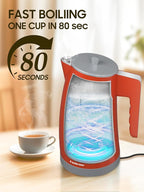 Electric Kettle with 5-Temperature Control,1.25L Cordless,Penguin Shape Design,1200W with Keep Warm and Auto Shut-Off,Perfect for Tea,Coffee & Themed Kitchen(Orange)