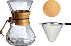 Pour Over Coffee Maker With Wood Sleeve，20oz/600mlPour Over Coffee Dripper,Pour Over Coffee Maker Set With Cork Stopper (20oz/600ml)