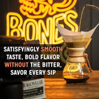 Bones Coffee Company Toffee Almond Crunch, Toffee Almond Flavored Coffee, Medium Roast Low Acid Arabica Beans Compatible with Auto drip and French Press Coffee Maker, 12 Oz Whole Bean