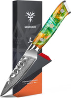3.5 Inch Paring Knife - Fruit and Vegetable Peeling Knives, Forged Damascus Steel & Resin Handle - Yao Series