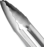304 Stainless Steel Kitchen Cooking Tongs, 12" and 14" Set of 2 Sturdy Grilling Barbeque Brushed Locking Food Tongs with Ergonomic Grip, Aqua Sky
