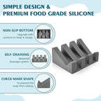 Self Draining Soap Dish,Silicone Suction Cup Soap Holder, Bathroom Soap Dish for Bar Soap,Can Extend Soap Life,Bathroom, Bath Tub, Kitchen Sink (2, Grey)