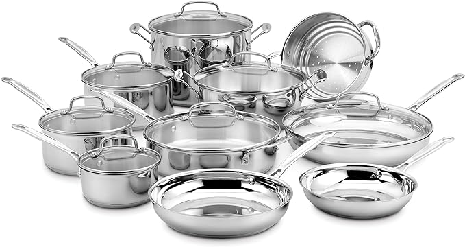 Cuisinart 17-Piece Cookware Set, Chef's Classic Steel Collection 77-17N
