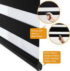 Persilux Cordless Zebra Shades (47" W X 72" H, Black) Free-Stop Window Shades Dual Layer Light Control for Day and Night, Light Filtering Sheer Blinds for Windows, Easy to Install