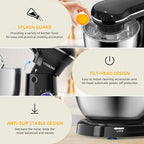 Electric Stand Mixer,10 Speeds Tilt-Head Food Mixer, 3-IN-1 Kitchen Mixer for Daily Cooks with Dishwasher-Safe 6.5 QT Bowl,Dough Hook, Beater, Whisk (Onyx Black)