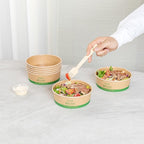 Restaurantware Paper Food Containers 200 Pack Of 17 oz Disposable Round Kraft Salad Bowls BPI-Certified Compostable Stackable Greaseproof Meal Prep Take Out Containers For Soups, Snacks And Desserts