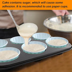 2 Packs Round Muffin Baking Pan, Premium Steel Muffin Pan for Baking, Cupcake Tin Cheesecake Pans, Bakeware Muffin Top Pan (6 Cups,Black)