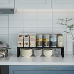 Expandable Spice Rack Kitchen Cabinet Shelf Organizer, Stackable Storage Shelves Racks, Adjustable Counter Shelving for Cabinets, Countertop, Cupboard,Pantry and More(3Packs/Black/Large)