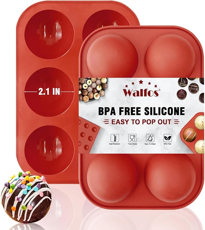 Silicone Hot Chocolate Bomb Mold Medium Semi Sphere Mold, 2 Packs Half Sphere Silicone Baking Molds for Making Chocolate, Cake, Jelly, Dome Mousse