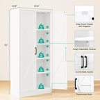 SISESOL 61" Tall Pantry Cabinet,Farmhouse Kitchen Pantry Storage Cabinets with 2 Doors and 5 Shelves,White Metal Storage Cabinet,Large Cupboard for Home,Kitchen,Dining/Living Room