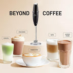 Zulay Kitchen Powerful Double Whisk Milk Frother Handheld - Foam Maker With Stand - Whisk Drink Mixer for Coffee, Mini Foamer for Latte, Matcha, Frappe, Hot Chocolate & Cappuccino (Metallic Black)
