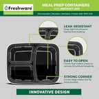 Freshware Meal Prep Containers [150 Pack] 3 Compartment Food Containers with Lids, Bento Box, Stackable, Microwave/Dishwasher Safe (32 oz)