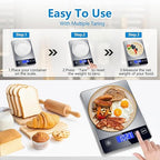 Food Scale, 33lb Digital Kitchen Scale Weight Grams and oz for Cooking Baking, 1g/0.1oz Precise Graduation, Stainless Steel and Tempered Glass
