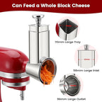 Stainless Steel Slicer Shredder Attachment for KitchenAid Mixers, Dishwasher Safe Cheese Grater Attachment, Food Slicer & Vegetable Chopper Accessory-4 Blades