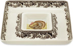 Spode Woodland 12" Square Chip and Dip - Turkey Centerpiece Serving Dish, Fine Porcelain Holiday Serveware, Thanksgiving Platter for Chips, Crudités, Shrimp - Dishwasher, Microwave Safe