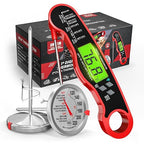 AWLKIM® 3 Pack Meat Thermometer for Cooking - 1 Pack Instant Read Digital Food Thermometer ＆ 2 Pack 2.5-in Extra-Large Dial Stainless Steel Kitchen Oven Meat Thermometers (Safe Leave in Oven)