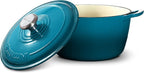 Signature Enameled Cast Iron Dutch Oven, Non-Stick Serving Pot with Tight Fitting Lid for Perfect Roasting, Baking, Sauteing, and Bread Making | 2Q (1.9L) - Ocean Blue