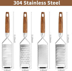 Professional Cheese Grater Stainless Steel,Multi-Purpose Grater With Wood Handle for Cheese, Ginger, Lemon, Garlic, Nutmeg,Fruits,Chocolate & Spices-Wideboard (Slice)