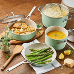 KitchenAid Hard Anodized Ceramic Nonstick Cookware Pots and Pans Set, 9 Piece - Pistachio