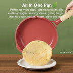 COOKLOVER Nonstick Frying Pan 100% PFOA Free Cookware Induction Skillet Stir Fry Pan (Coral, 7.9 inch)