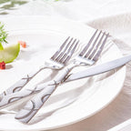 HIKAA 40PCS Stainless Steel Silverware Set, Modern Flatware Set for Kitchen, Mirror Polished Cutlery Set with Forks, Spoons and Knives，Dishwasher Safe